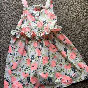 Floral Pink and Green Kids Dress